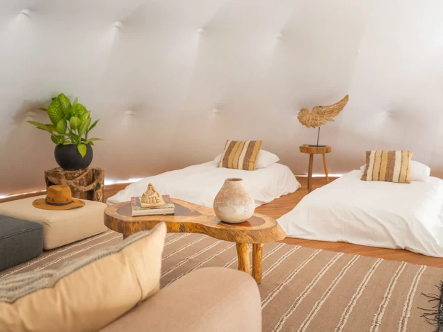 Interior view of the Jungle Nest Dorm 5-person shared room